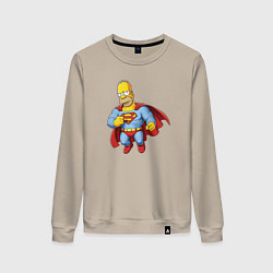 Свитшот хлопковый женский Гомер супермен, цвет: миндальный