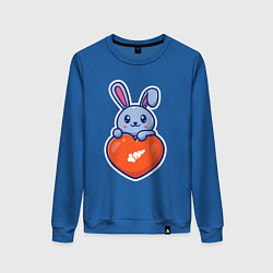 Свитшот хлопковый женский Кролик и сердечко, цвет: синий