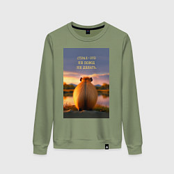 Женский свитшот Капибара на берегу реки: страх это не повод не дел