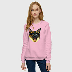 Свитшот хлопковый женский Кот meow стикер, цвет: светло-розовый — фото 2