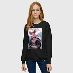 Свитшот хлопковый женский Barbie racing - ai art, цвет: черный — фото 2