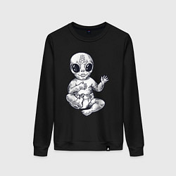 Свитшот хлопковый женский Baby alien, цвет: черный