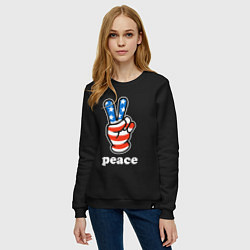 Свитшот хлопковый женский USA peace, цвет: черный — фото 2
