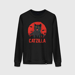 Свитшот хлопковый женский Catzilla, цвет: черный