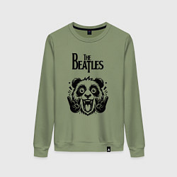 Свитшот хлопковый женский The Beatles - rock panda, цвет: авокадо