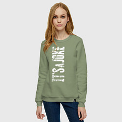 Свитшот хлопковый женский Надпись - это шутка, цвет: авокадо — фото 2