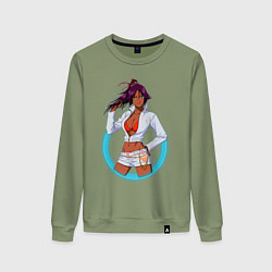 Свитшот хлопковый женский Йоруичи Шихоин из аниме и манги Блич, цвет: авокадо