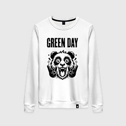 Свитшот хлопковый женский Green Day - rock panda, цвет: белый