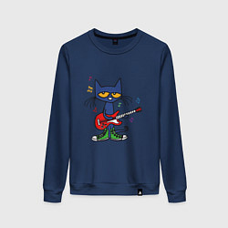 Женский свитшот Синий кот с гитарой