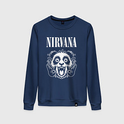 Свитшот хлопковый женский Nirvana rock panda, цвет: тёмно-синий