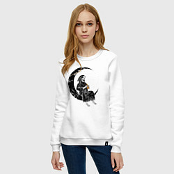 Свитшот хлопковый женский Смерть ест пиццу на Луне, цвет: белый — фото 2