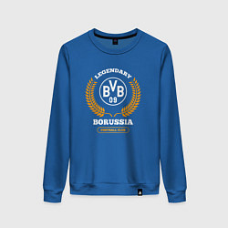 Свитшот хлопковый женский Лого Borussia и надпись legendary football club, цвет: синий