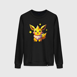 Свитшот хлопковый женский Пикачу - нейросеть Далли, цвет: черный