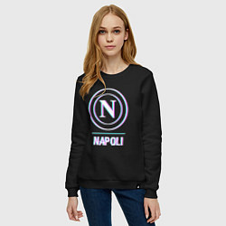 Свитшот хлопковый женский Napoli FC в стиле glitch, цвет: черный — фото 2