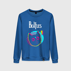 Свитшот хлопковый женский The Beatles rock star cat, цвет: синий