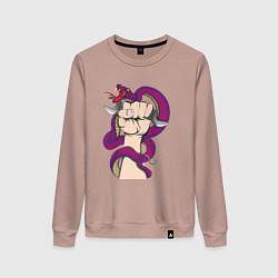 Свитшот хлопковый женский Кобра вьется вокруг руки механика, цвет: пыльно-розовый