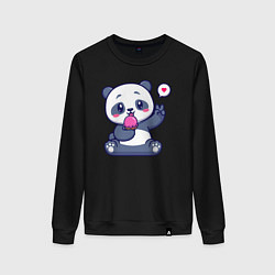 Свитшот хлопковый женский Ice cream panda, цвет: черный