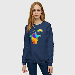 Свитшот хлопковый женский Красочный Тоторо, цвет: тёмно-синий — фото 2