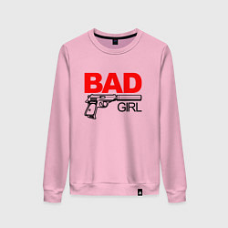 Свитшот хлопковый женский Bad girl with gun, цвет: светло-розовый
