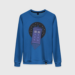Свитшот хлопковый женский Tardis fly, цвет: синий