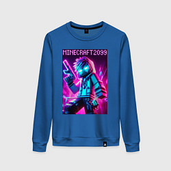 Свитшот хлопковый женский Neon Minecraft - ai art, цвет: синий