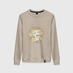Свитшот хлопковый женский Shine brighter than the stars, цвет: миндальный