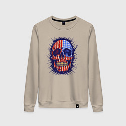 Свитшот хлопковый женский США череп, цвет: миндальный