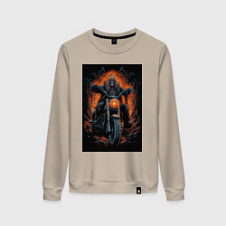 Женский свитшот Скелет сатаны едет на старом мотоцикле