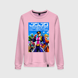 Свитшот хлопковый женский Jojo and Minecraft - collaboration ai art, цвет: светло-розовый