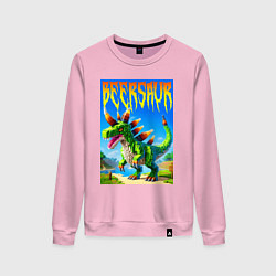 Свитшот хлопковый женский Пивозавр - мем нейросеть Майнкрафт, цвет: светло-розовый