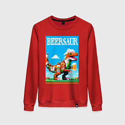 Свитшот хлопковый женский Beersaur - pixel art, цвет: красный