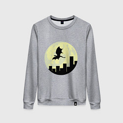 Свитшот хлопковый женский Дракон, летящий над городом, цвет: меланж