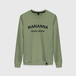 Свитшот хлопковый женский Marianna never alone - motto, цвет: авокадо