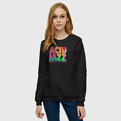 Свитшот хлопковый женский Acid jazz colorful, цвет: черный — фото 2