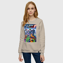 Свитшот хлопковый женский Mass effect and Minecraft - ai art collaboration, цвет: миндальный — фото 2