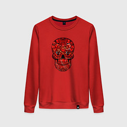 Свитшот хлопковый женский Red decorative skull, цвет: красный