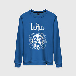 Свитшот хлопковый женский The Beatles rock panda, цвет: синий