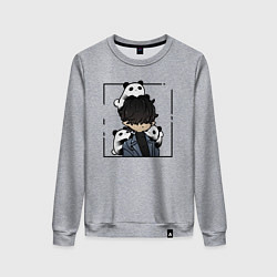 Свитшот хлопковый женский Панды и господин злодей - Выходной господина злоде, цвет: меланж