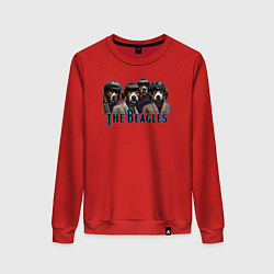 Свитшот хлопковый женский Beatles beagles, цвет: красный