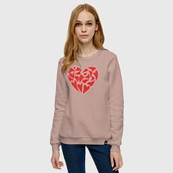 Свитшот хлопковый женский Hearts of love, цвет: пыльно-розовый — фото 2