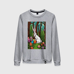 Женский свитшот Пасхальный кроль в лесу