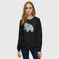 Свитшот хлопковый женский Улыбка слона, цвет: черный — фото 2