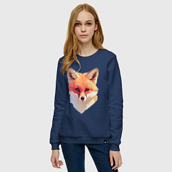 Свитшот хлопковый женский Foxs head, цвет: тёмно-синий — фото 2