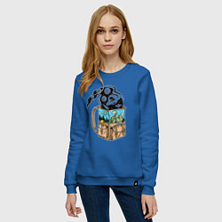 Свитшот хлопковый женский Космос в рюкзаке, цвет: синий — фото 2