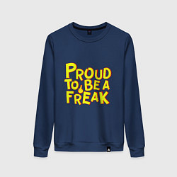 Свитшот хлопковый женский Proud to be a freak, цвет: тёмно-синий