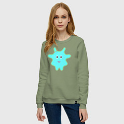 Свитшот хлопковый женский Неоновый персонаж, цвет: авокадо — фото 2