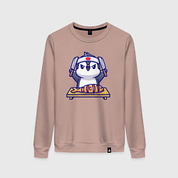 Свитшот хлопковый женский Повар пингвин, цвет: пыльно-розовый