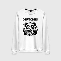 Свитшот хлопковый женский Deftones - rock panda, цвет: белый
