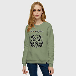 Свитшот хлопковый женский Rolling Stones - rock panda, цвет: авокадо — фото 2