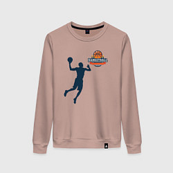 Свитшот хлопковый женский Игрок в баскетбол basketball, цвет: пыльно-розовый